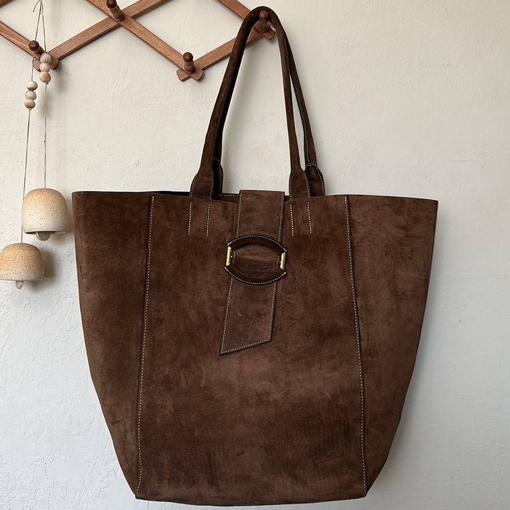 Banana Republic Corso Suede Leather Top Handle Tote Bag - Picture 7 of 11